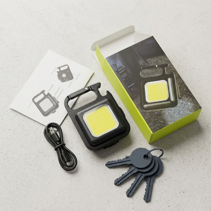 COB Rechargeable Keychain Light – Ultra Bright Metal Body Emergency Light with Type-C Charging