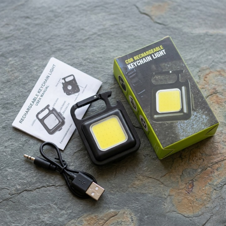 COB Rechargeable Keychain Light – Ultra Bright Metal Body Emergency Light with Type-C Charging