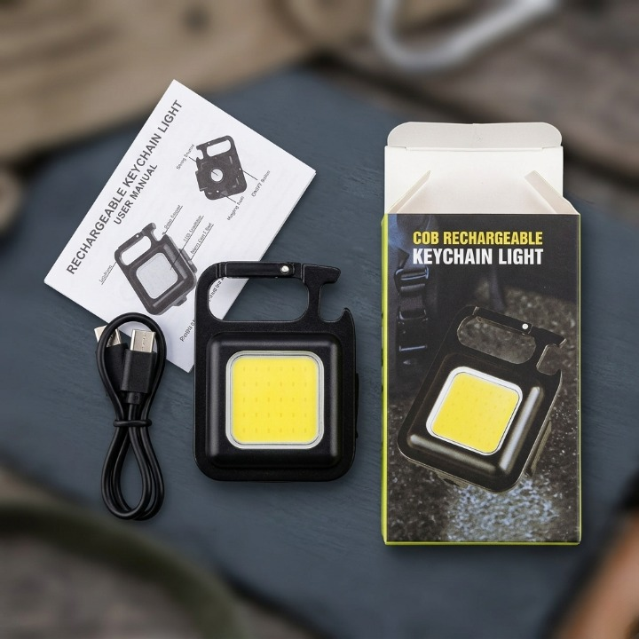 COB Rechargeable Keychain Light – Ultra Bright Metal Body Emergency Light with Type-C Charging