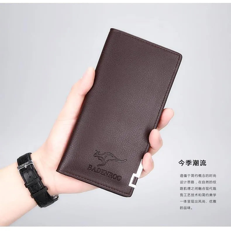 Men's Leather Wallet Brown Kangaroo Logo Minimalist