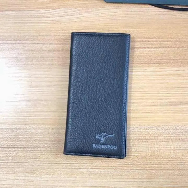 Men's Leather Wallet Brown Kangaroo Logo Minimalist