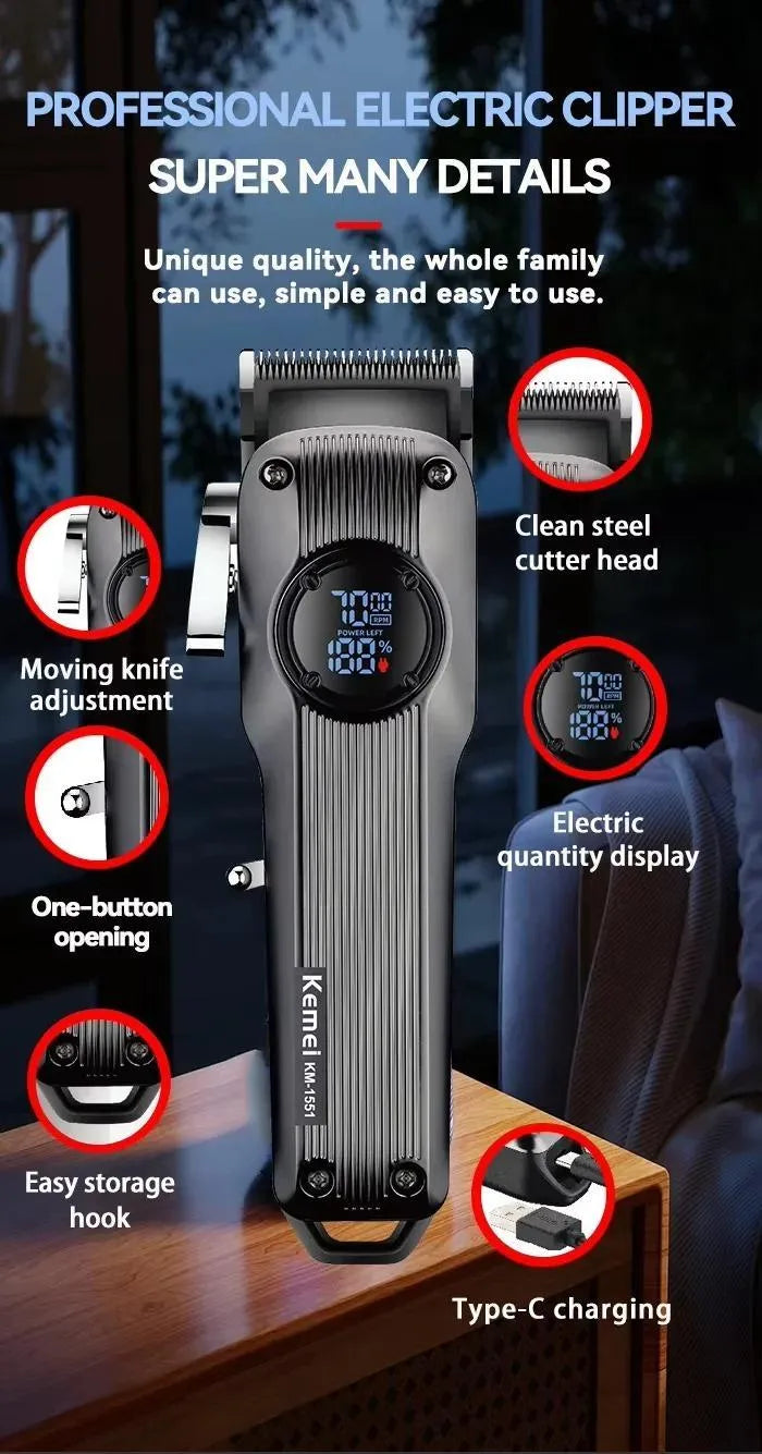 USB Rechargeable Clipper for Men with 6 Combs