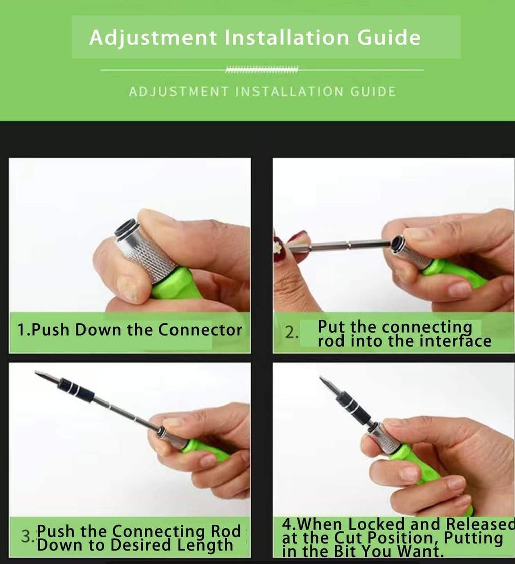32-in-1 Screwdriver Set Green Black Chrome Vanadium Steel
