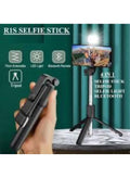 4-in-1 Bluetooth Selfie Stick Tripod with LED Light Black