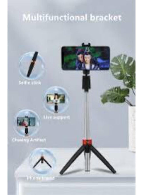 4-in-1 Bluetooth Selfie Stick Tripod with LED Light Black