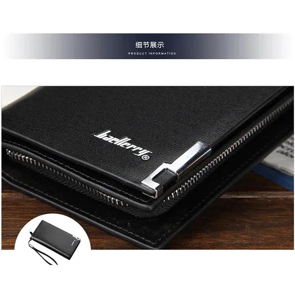 Men's Leather Wallet with 12 Card Slots & Zipper Pocket
