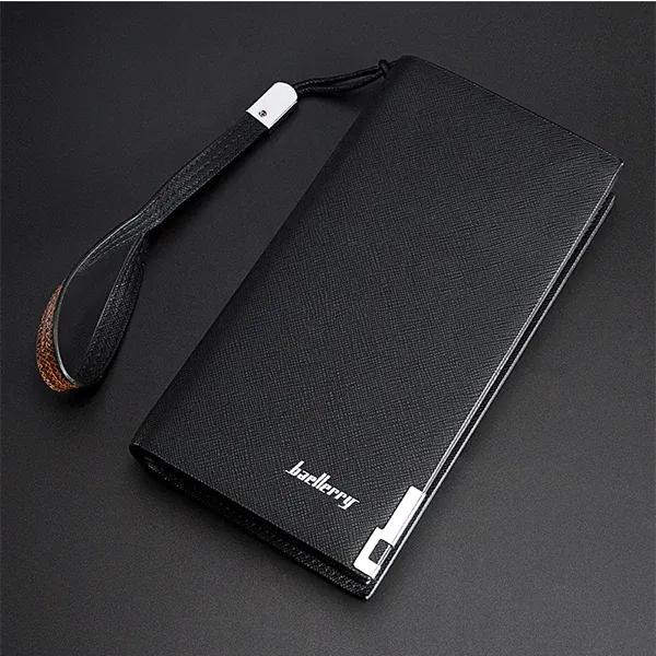 Men's Leather Wallet with 12 Card Slots & Zipper Pocket