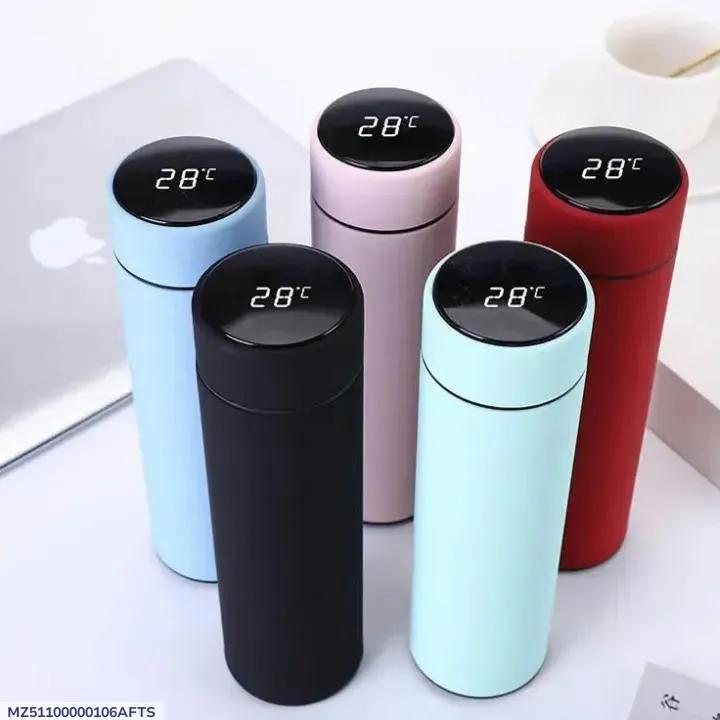 Digital Temperature Water Bottle 500ml Stainless Steel Multicolor