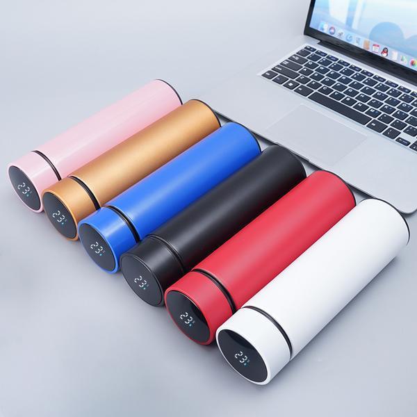 Digital Temperature Water Bottle 500ml Stainless Steel Multicolor