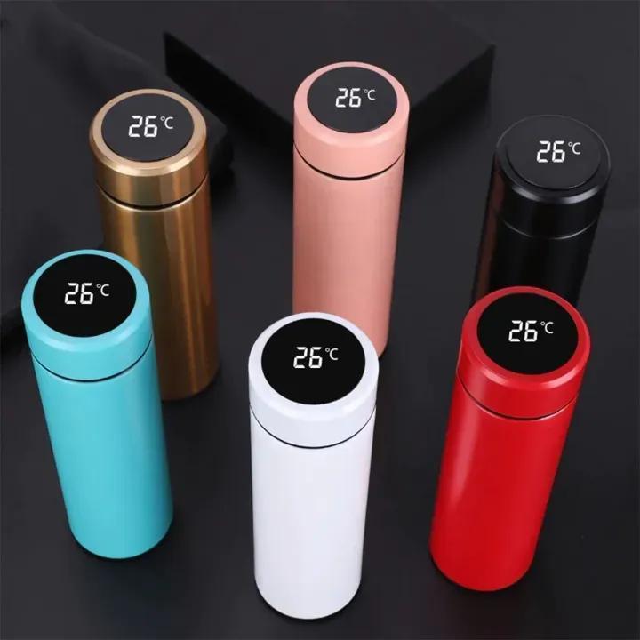 Digital Temperature Water Bottle 500ml Stainless Steel Multicolor
