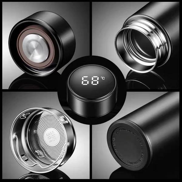 Digital Temperature Water Bottle 500ml Stainless Steel Multicolor