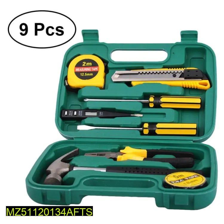 9-Piece Stainless Steel Tool Kit Green Case