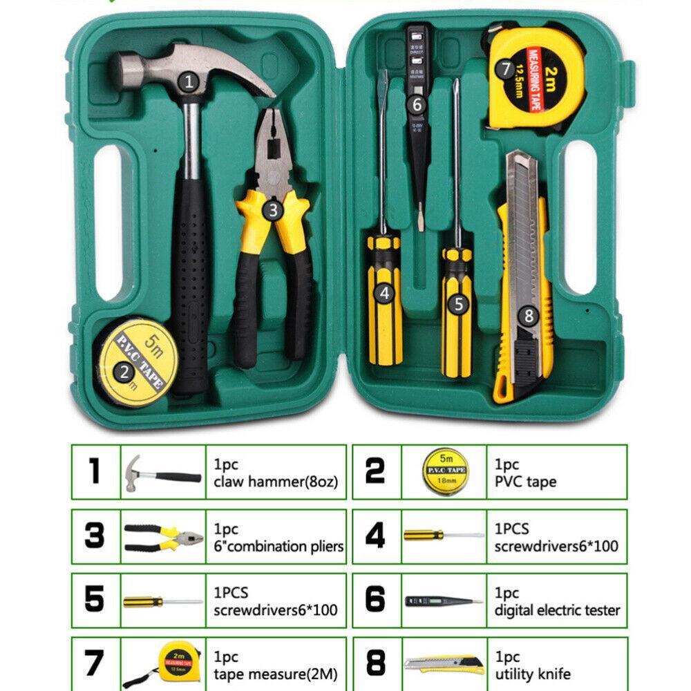 9-Piece Stainless Steel Tool Kit Green Case