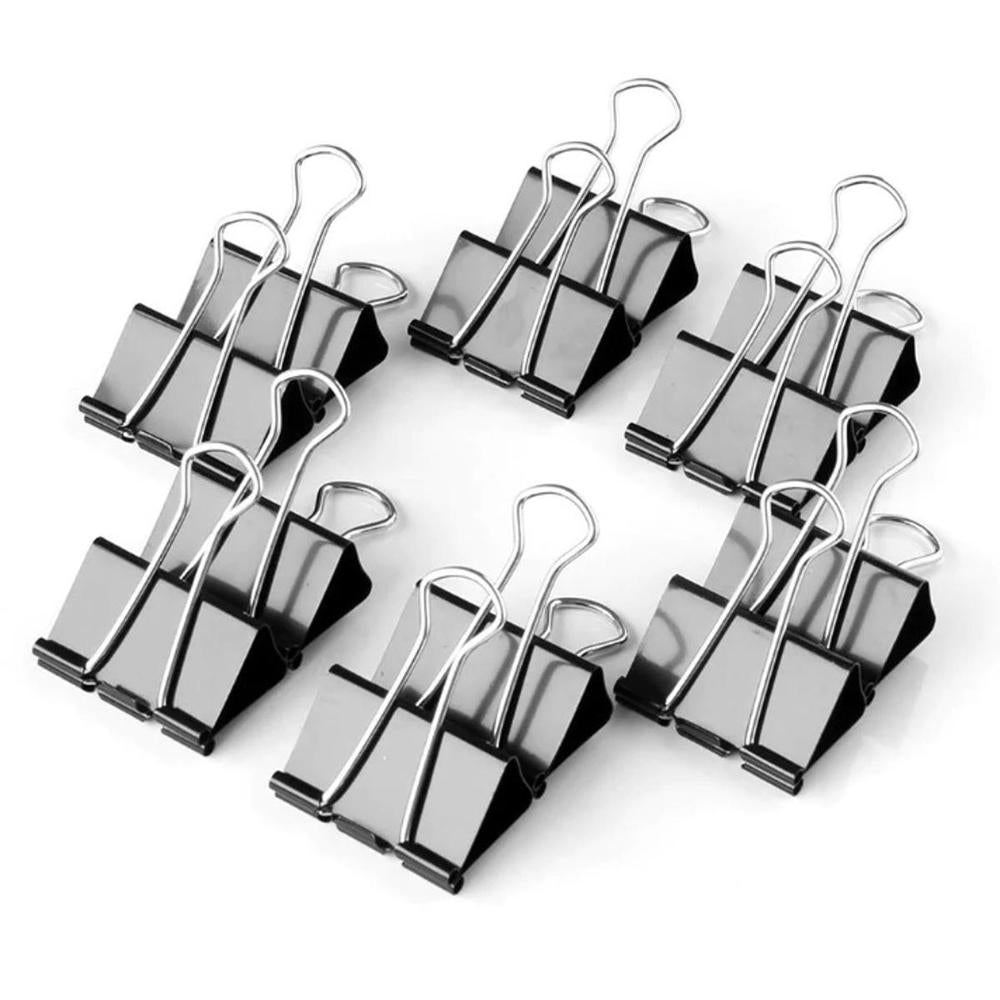 12Pcs Stainless Steel Binder Clips 19mm Black