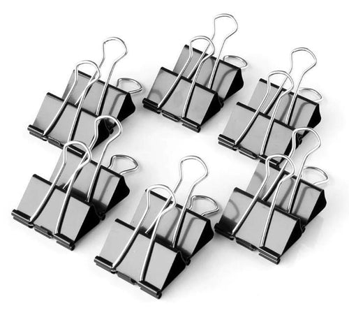 12Pcs Stainless Steel Binder Clips 19mm Black