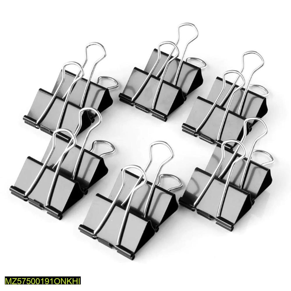 12Pcs Stainless Steel Binder Clips 19mm Black